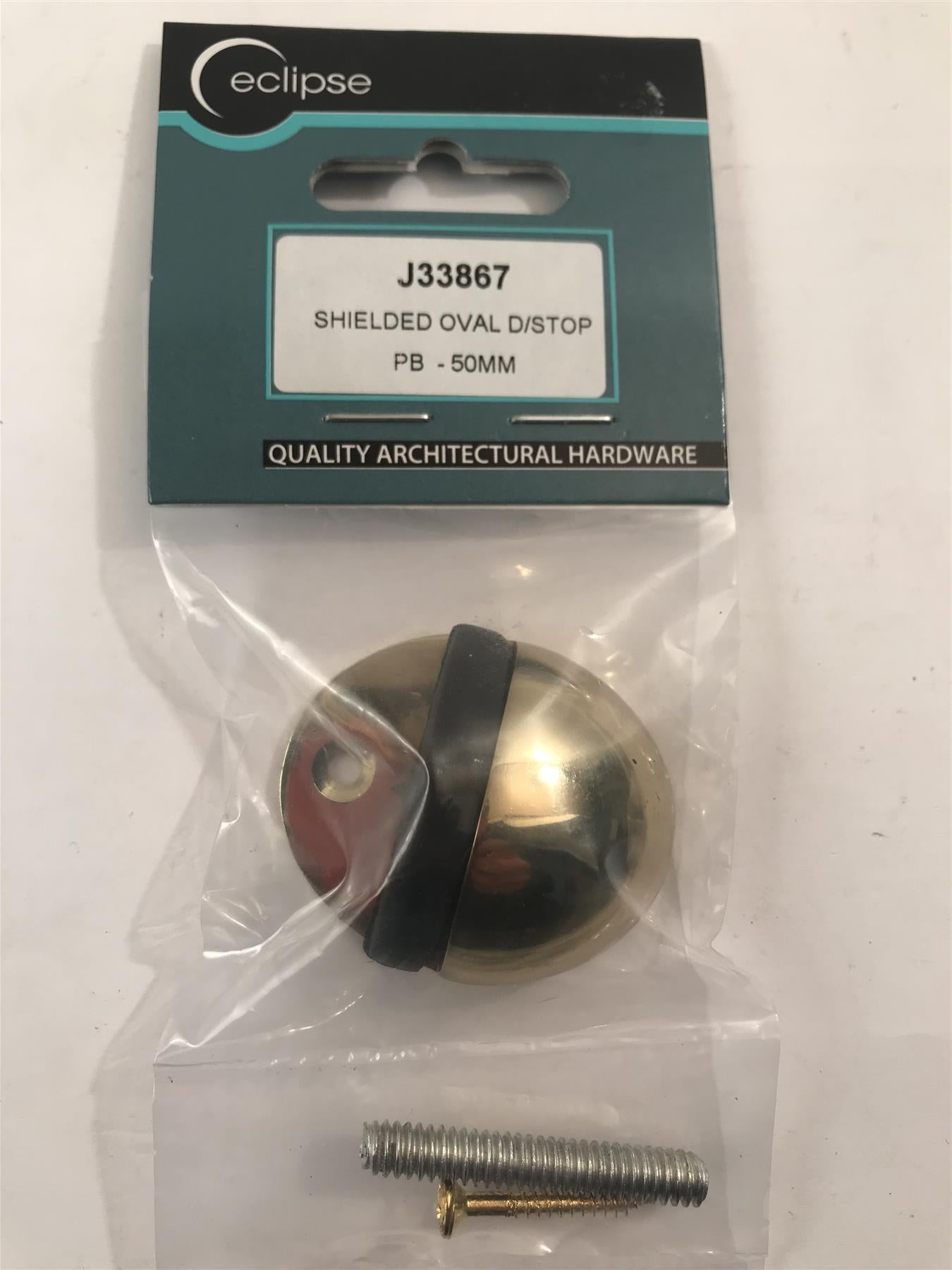 Eclipse Shielded Oval Door Stop Brass 50mm  J33867
