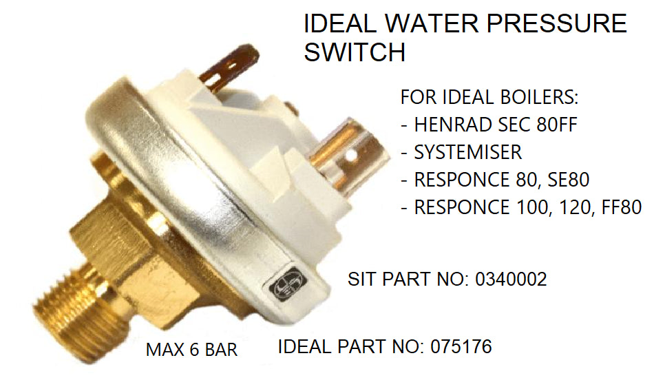NEW IDEAL 075176 WATER PRESSURE SWITCH 6 BAR SIT 0340002