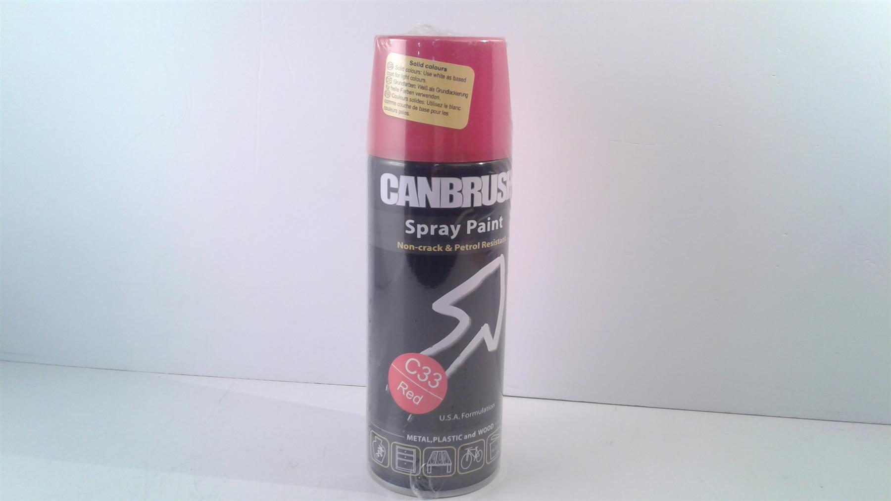 Canbrush Spray Paint C33 Red for metal plastic and wood