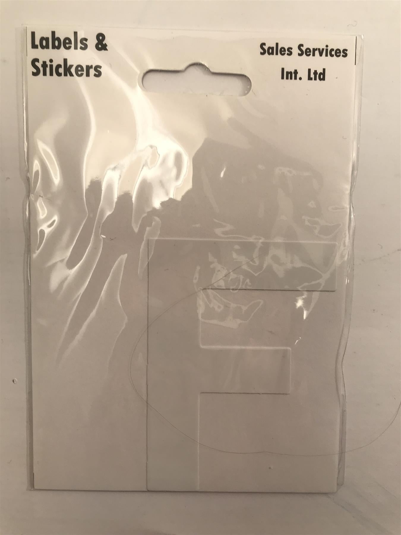 White Letter F Self  Adhesive Waterproof Sticker 8 x 6cm