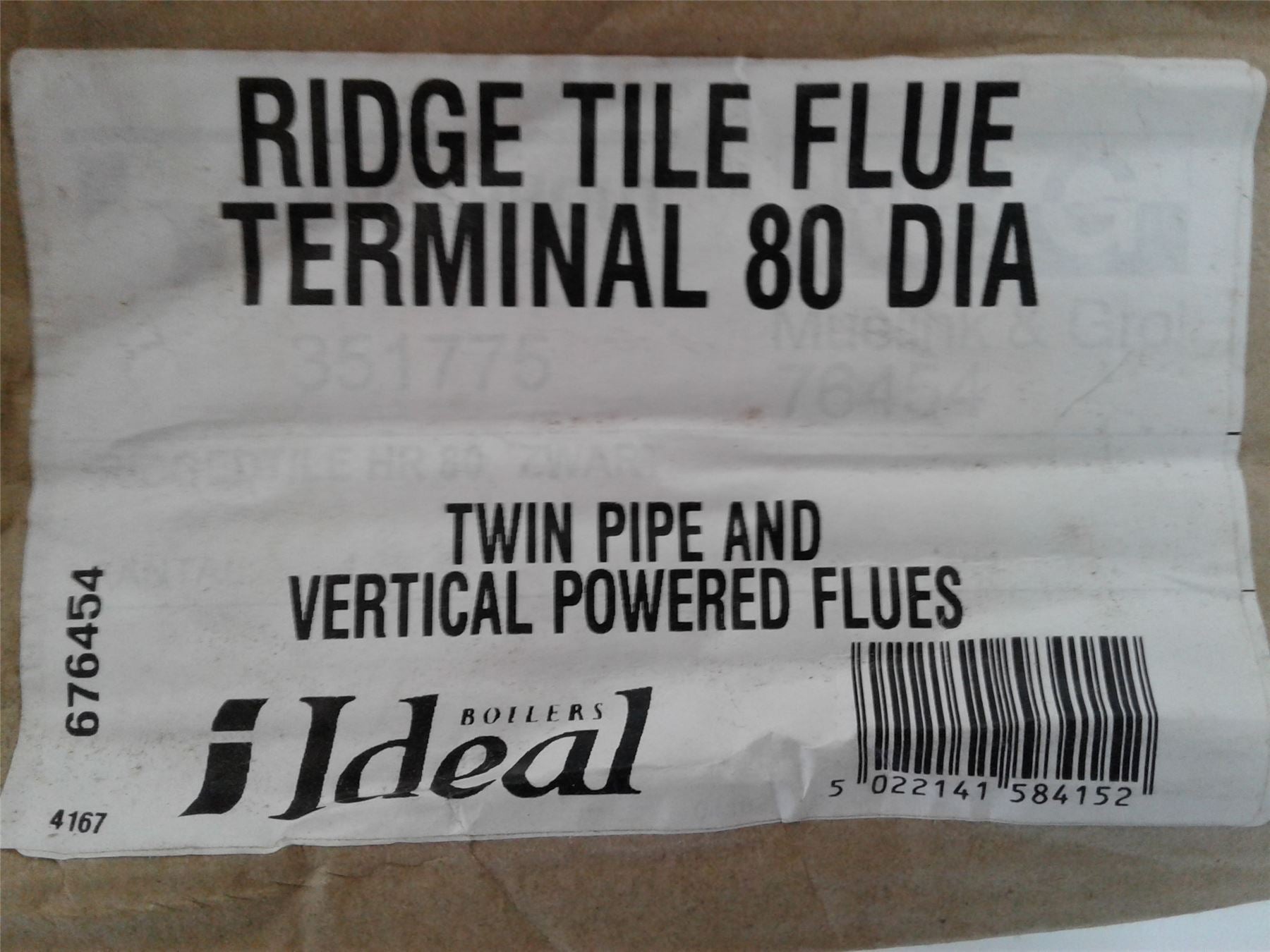 NEW IDEAL RIDGE TILE FLUE TERMINAL 80 DIA TWIN PIPE & VERTICAL POWERED FLUES