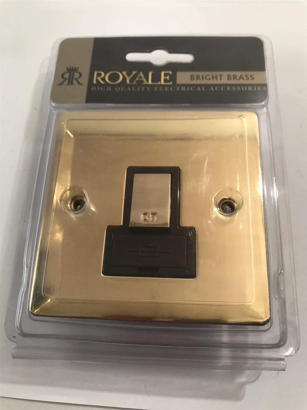 Royale Flat Plate Polished Brass 13a Switched Fused Spur  ZFBP21