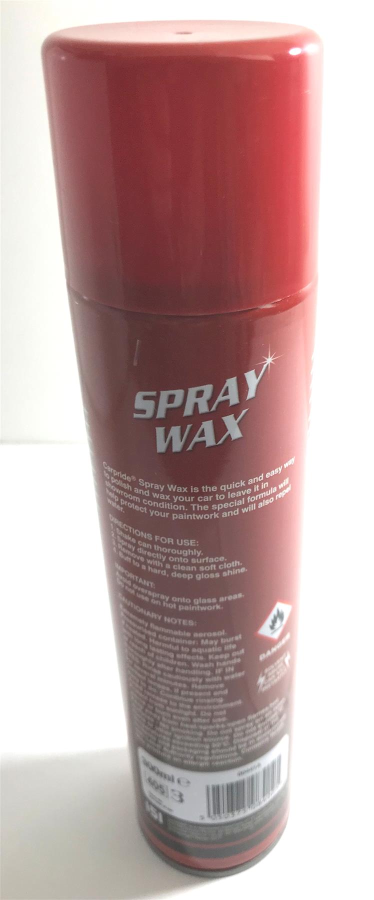 CARPRIDE SPRAY WAX SUPERFAST FORMULA SHOWROOM FINISH BODYWORK CAR POLISH 300ml