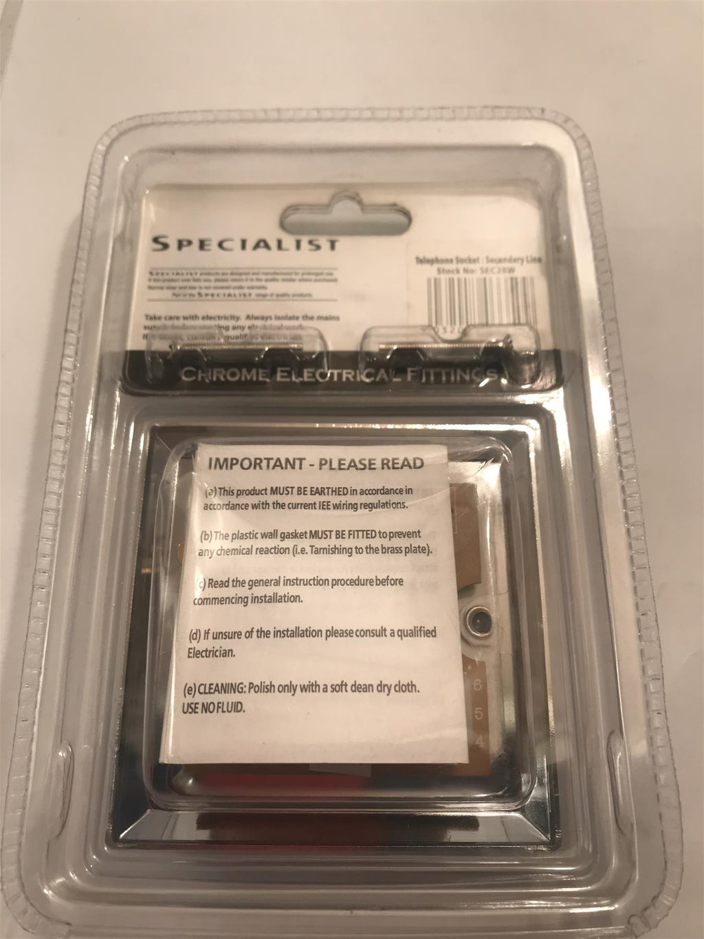 Specialist Phone Socket Secondary Line Polished Chrome White Insert  SEC28W