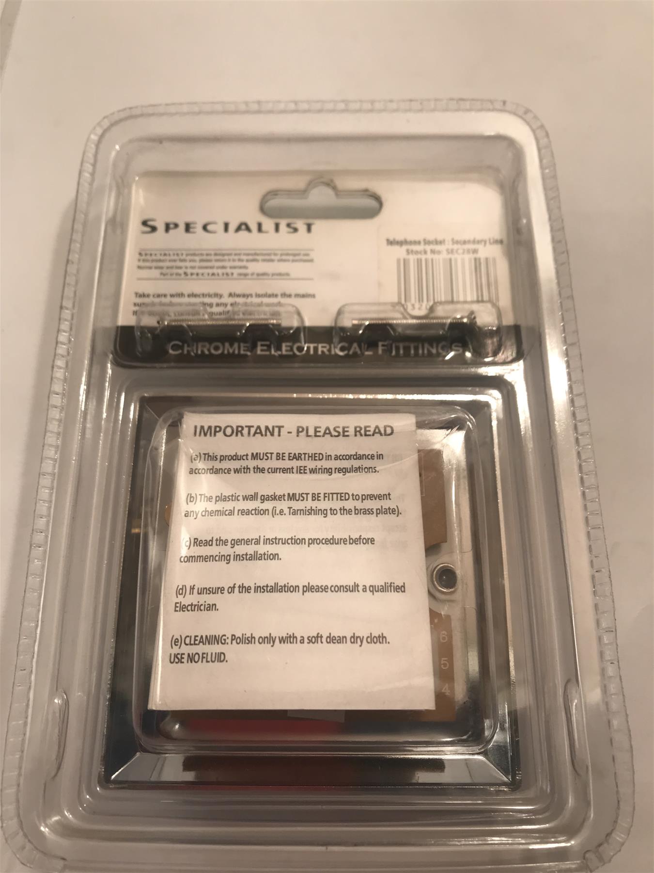 Specialist Phone Socket Secondary Line Polished Chrome White Insert  SEC28W