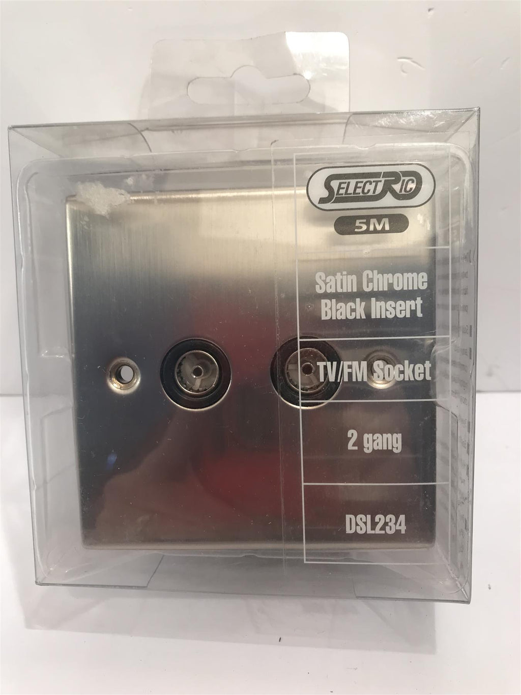 Satin Chrome Black Insert TV/FM Socket 2 Gang  DSL234