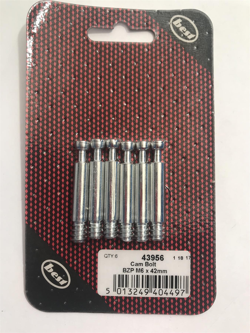 Best Cam Bolt BZP M6 x 42mm (Pack 6) 43956