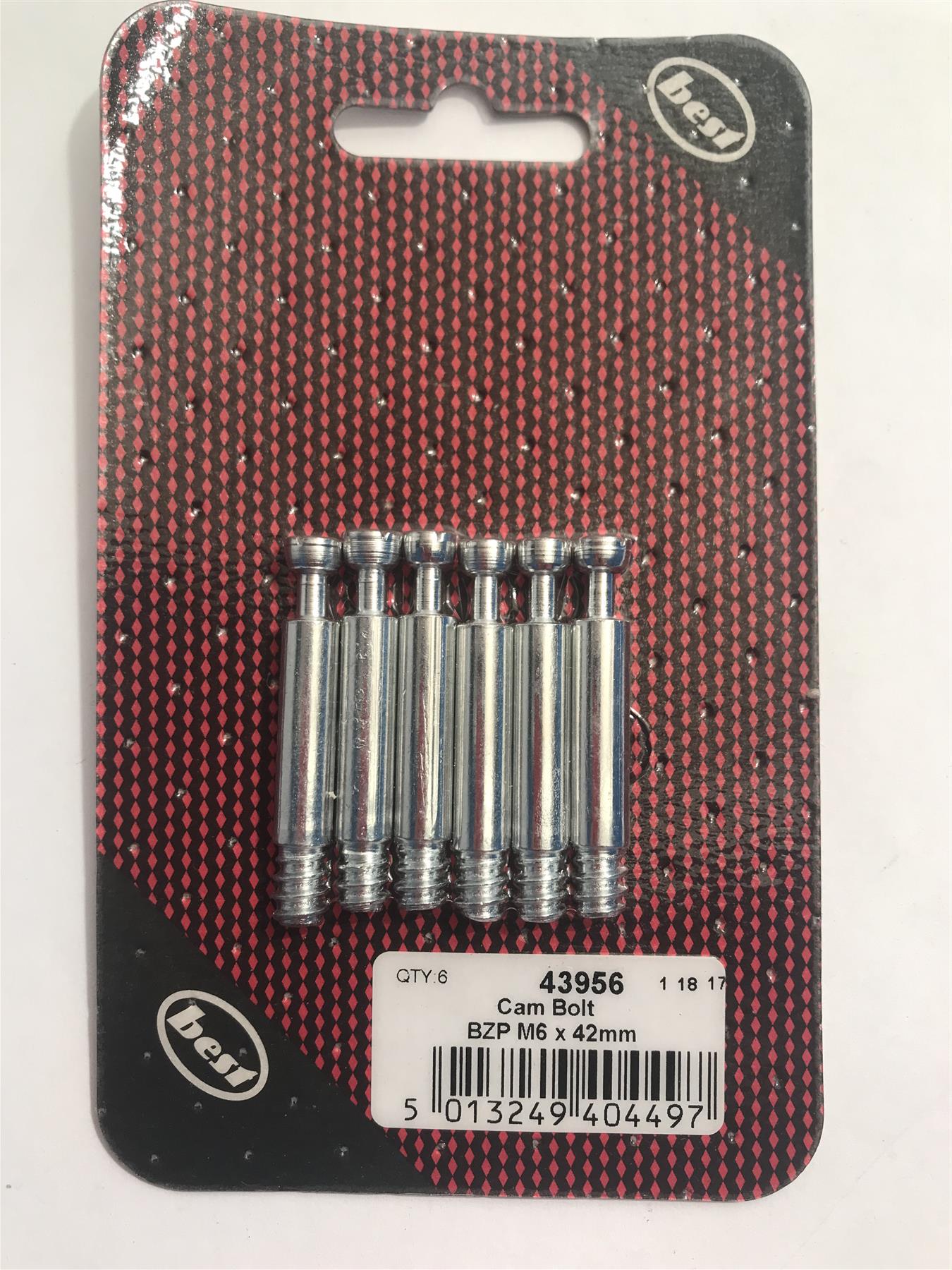 Best Cam Bolt BZP M6 x 42mm (Pack 6) 43956
