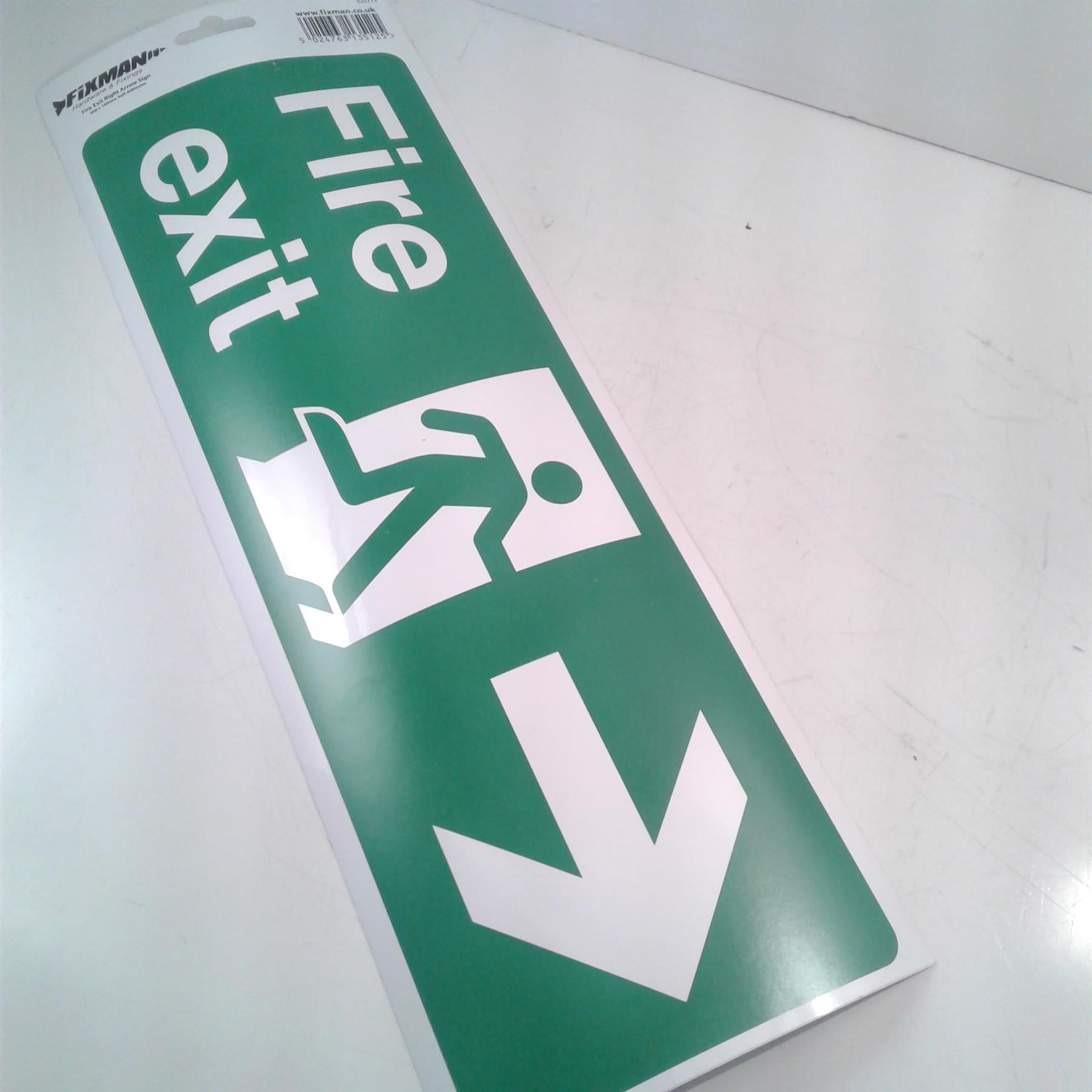 Fixman Fire Exit Right Arrow Adhesive Sign 400 x 150mm