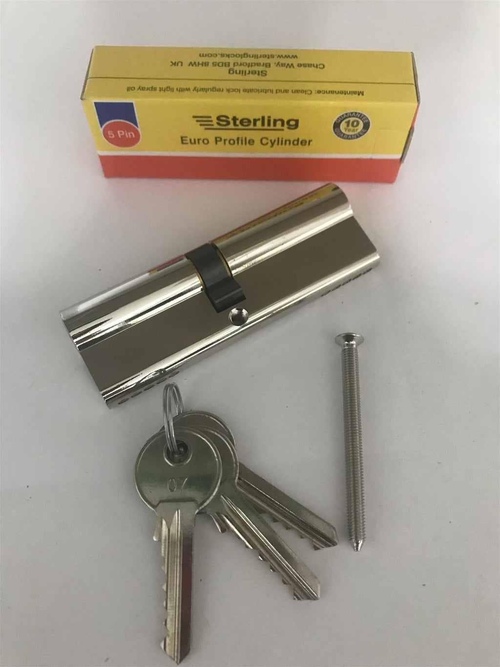 Sterling EPN4550 Double Euro 5 Pin Cylinder 95mm (45x50), Polished Nickel
