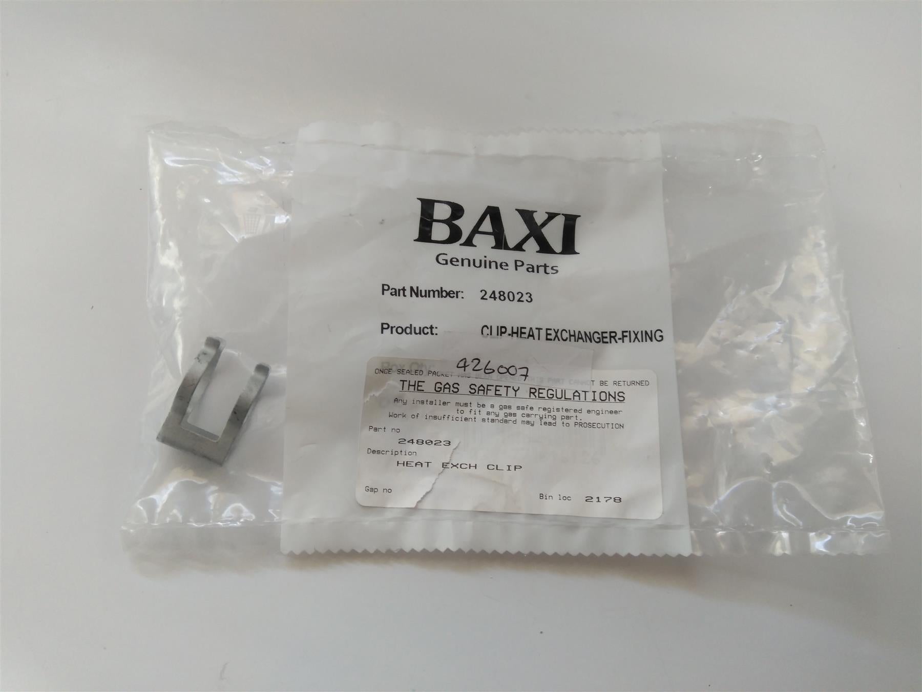 NEW BAXI 248023 CLIP HEAT EXCHANGER FIXING