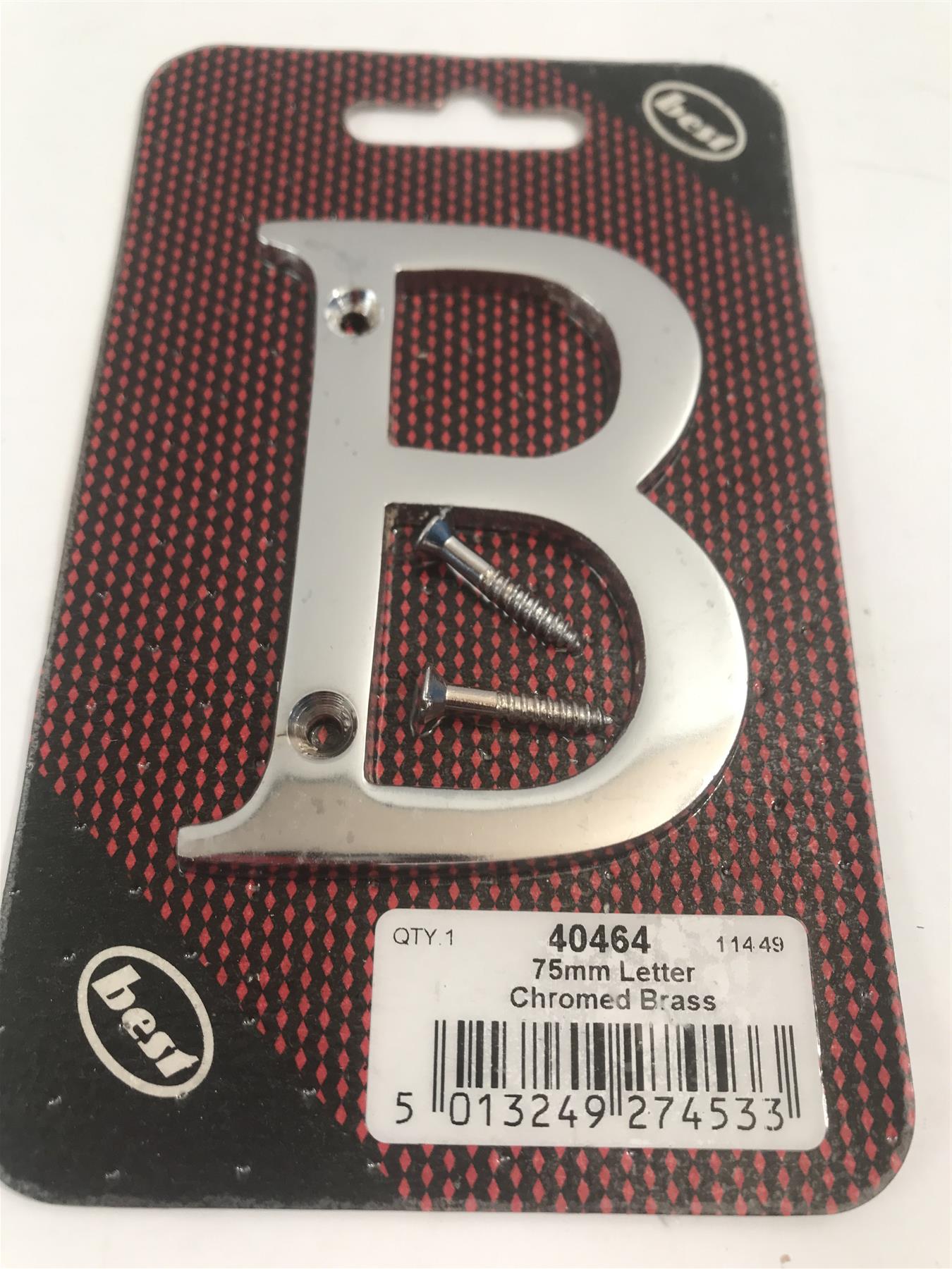 75mm 3"  Chromed Brass Letter B  -  40464