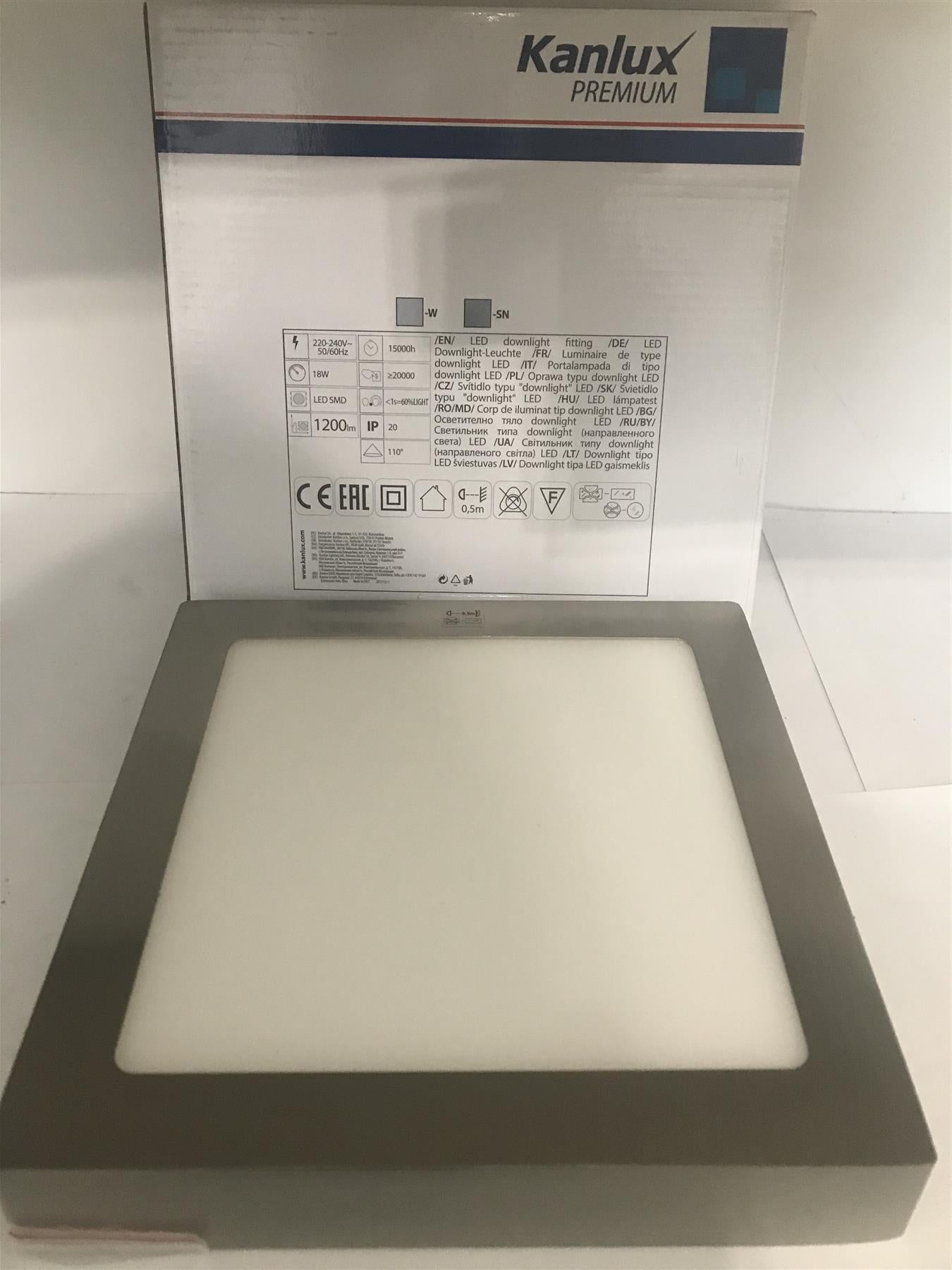 Kanlux KANTI V2LED 18W-NW-SN 1200lm LED Downlight Fitting (Square)  27213