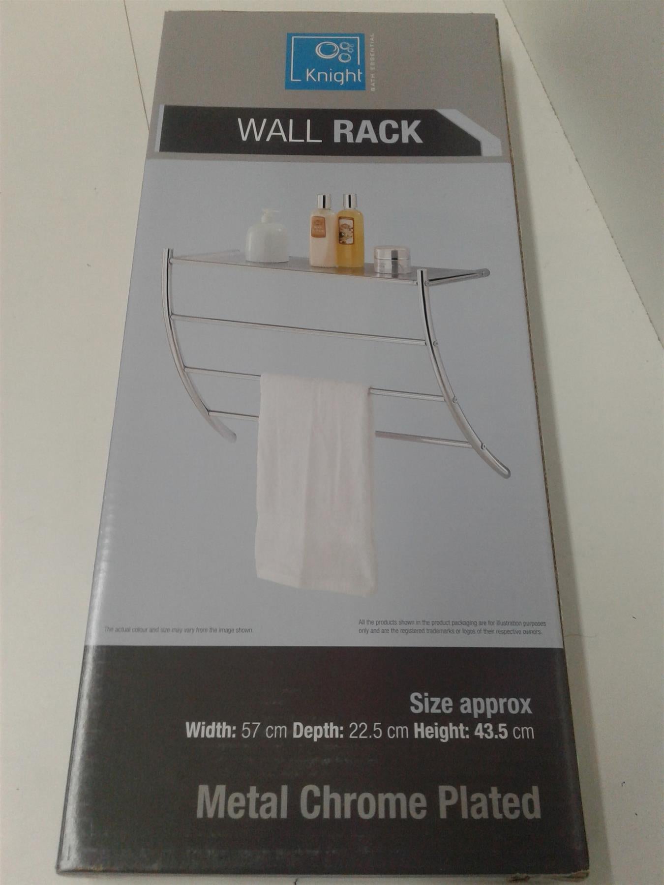 Knight Chrome Plated Wall Rack with Shelf and 3 Towel Holders 57x22.5x43.5cm