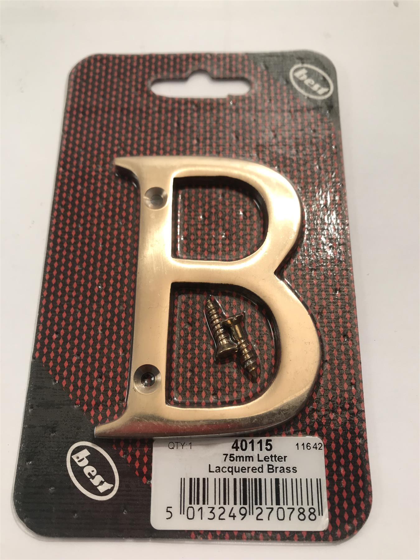 75mm 3"  Lacquered Brass Letter B  -  40115