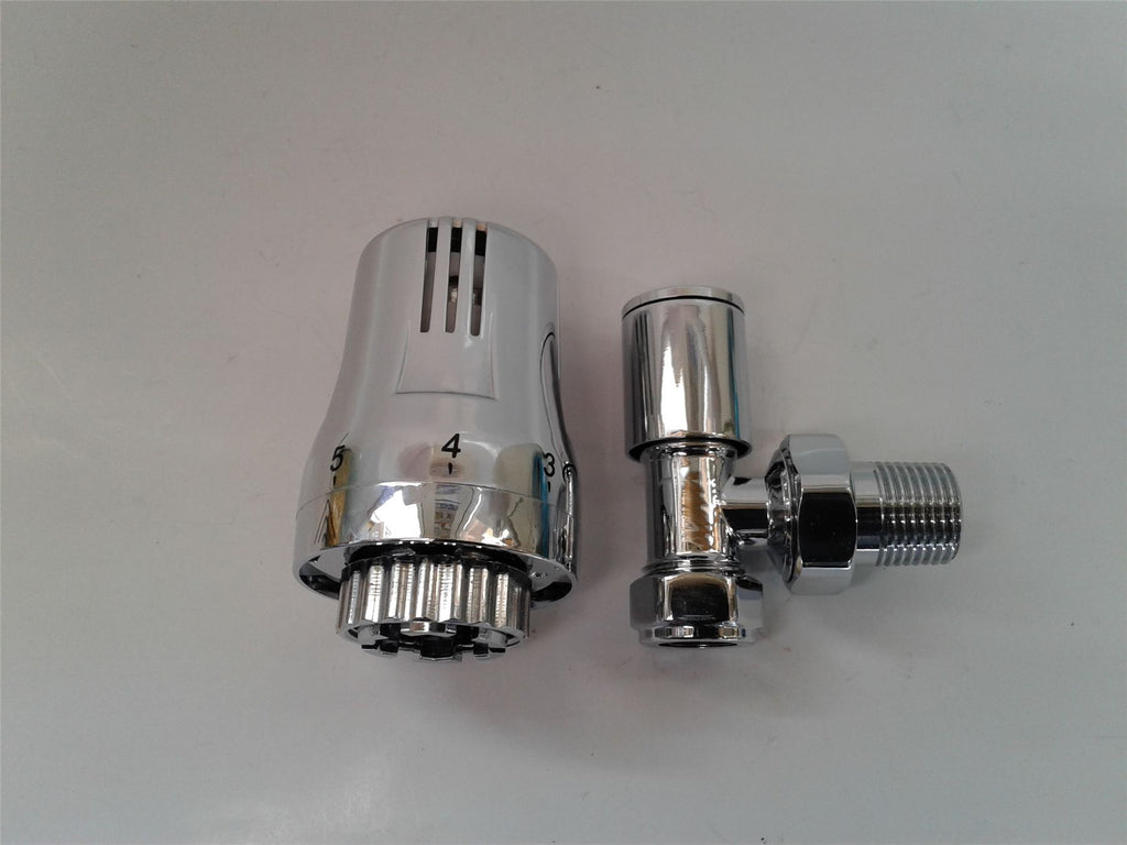 NEW PHOENIX THERMOSTATIC ANGLED VALVE AND PLAIN VALVE CHROME RAV009