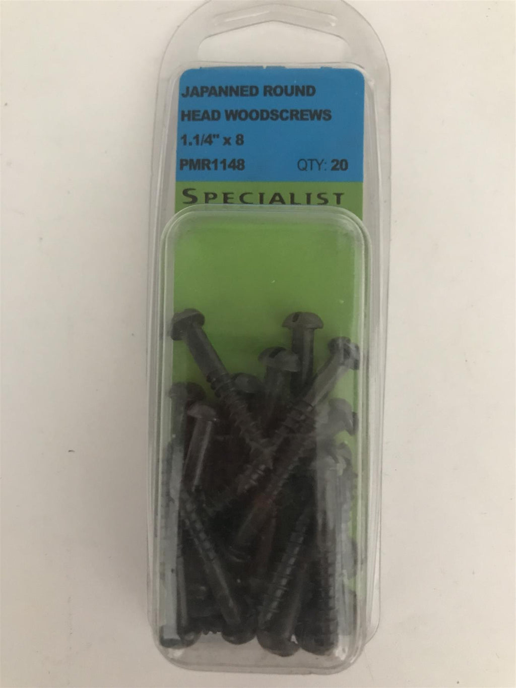Specialist Japanned Round Head Wood Screw 1.1/14" x 8 PMR1148 Pack 20