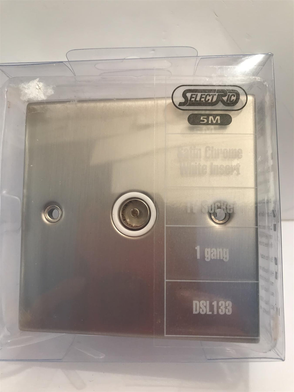 Satin Chrome White Insert TV Socket 1 Gang  DSL133