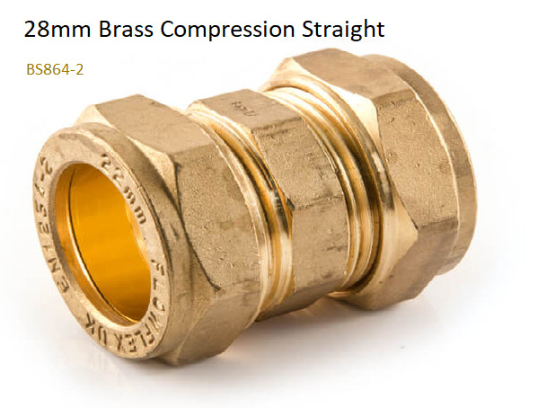 Flowflex 28mm Brass Compression Straight Coupler BS864-2 (each) 901.09