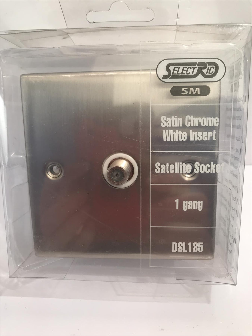 Satin Chrome White Insert Satellite Socket 1 Gang DSL135