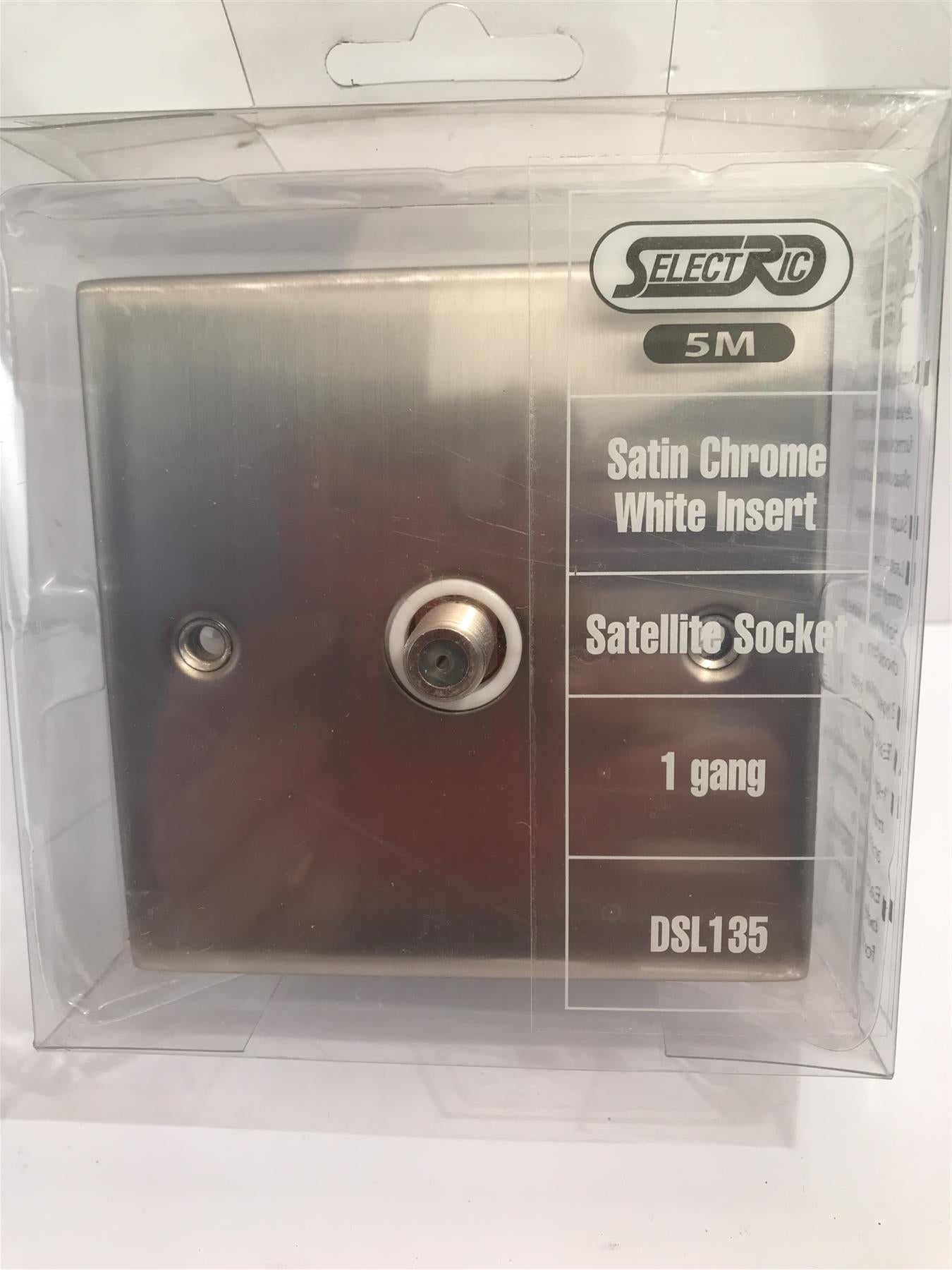 Satin Chrome White Insert Satellite Socket 1 Gang DSL135