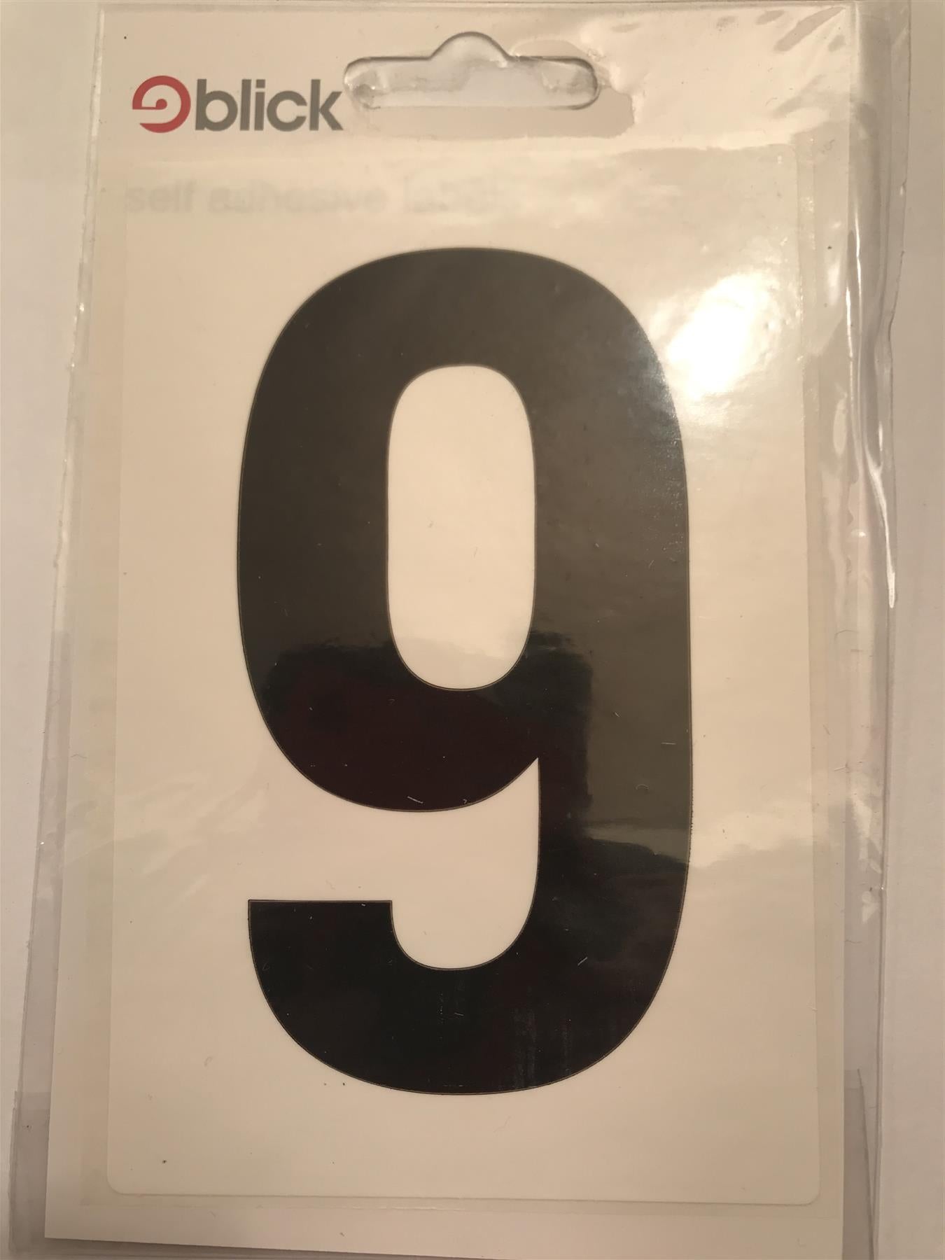 Blick Wheelie Bin Number 9 Black on White Self Adhesive Label 5" x 3 1/2"