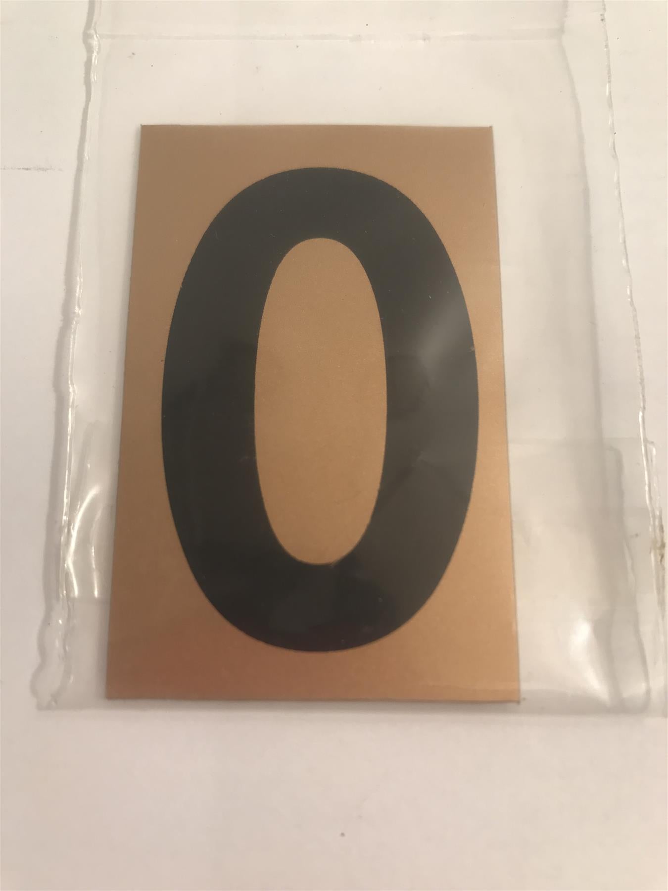 Gold/Black Number 0 Self Adhesive 1" x 2"