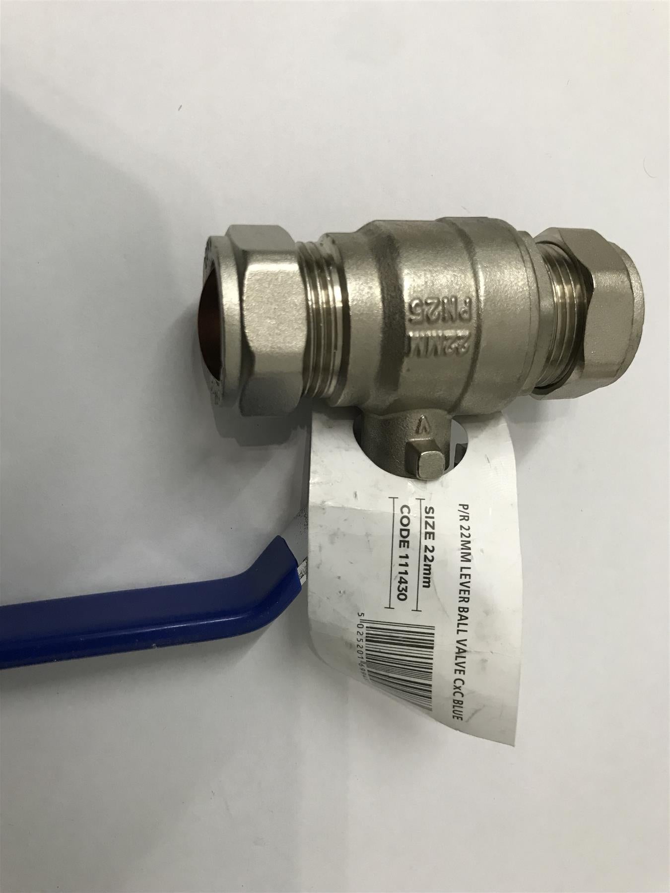 PlumbRight 22MM lever Ball Valve CXC Blue 111430