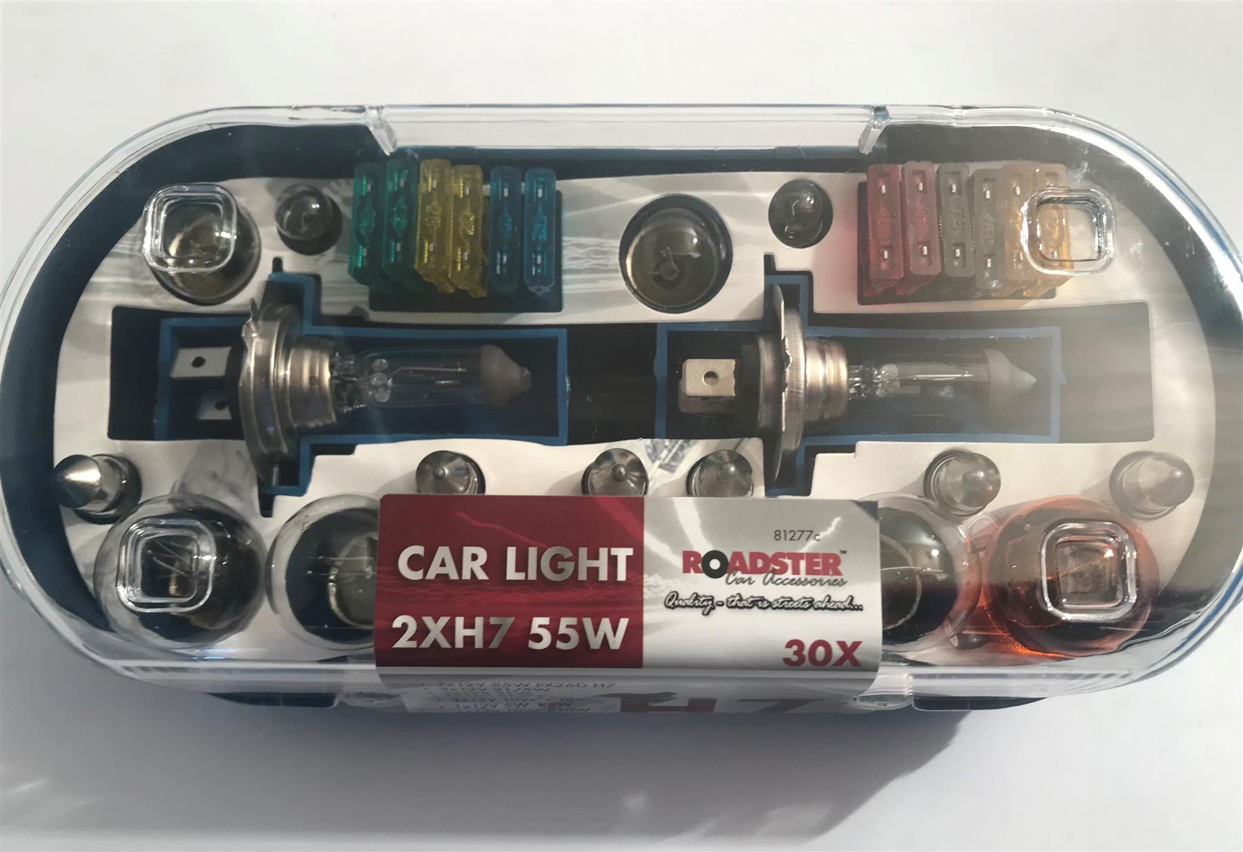 Roadster Car Light 2 x H7 55W Bulb & Fuse Kit (30pc)  81277c