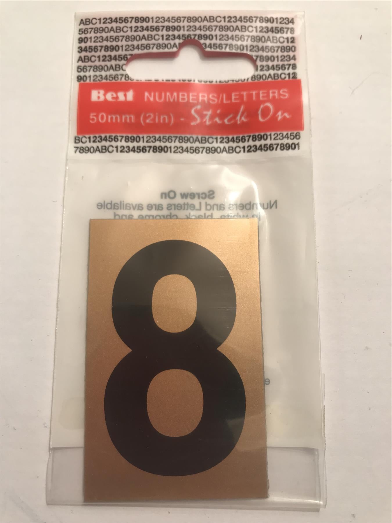 Gold/Black Number 8 Self Adhesive 1" x 2"
