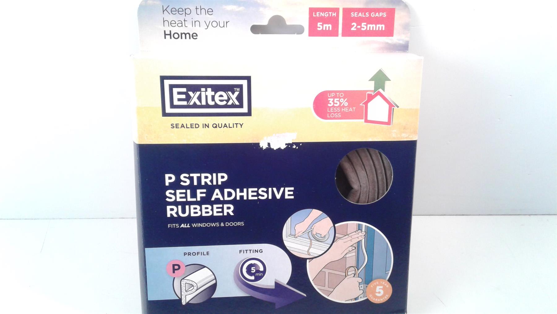 Exitex P-Strip Brown Self Adhesive Rubber - Fits All Windows & Doors