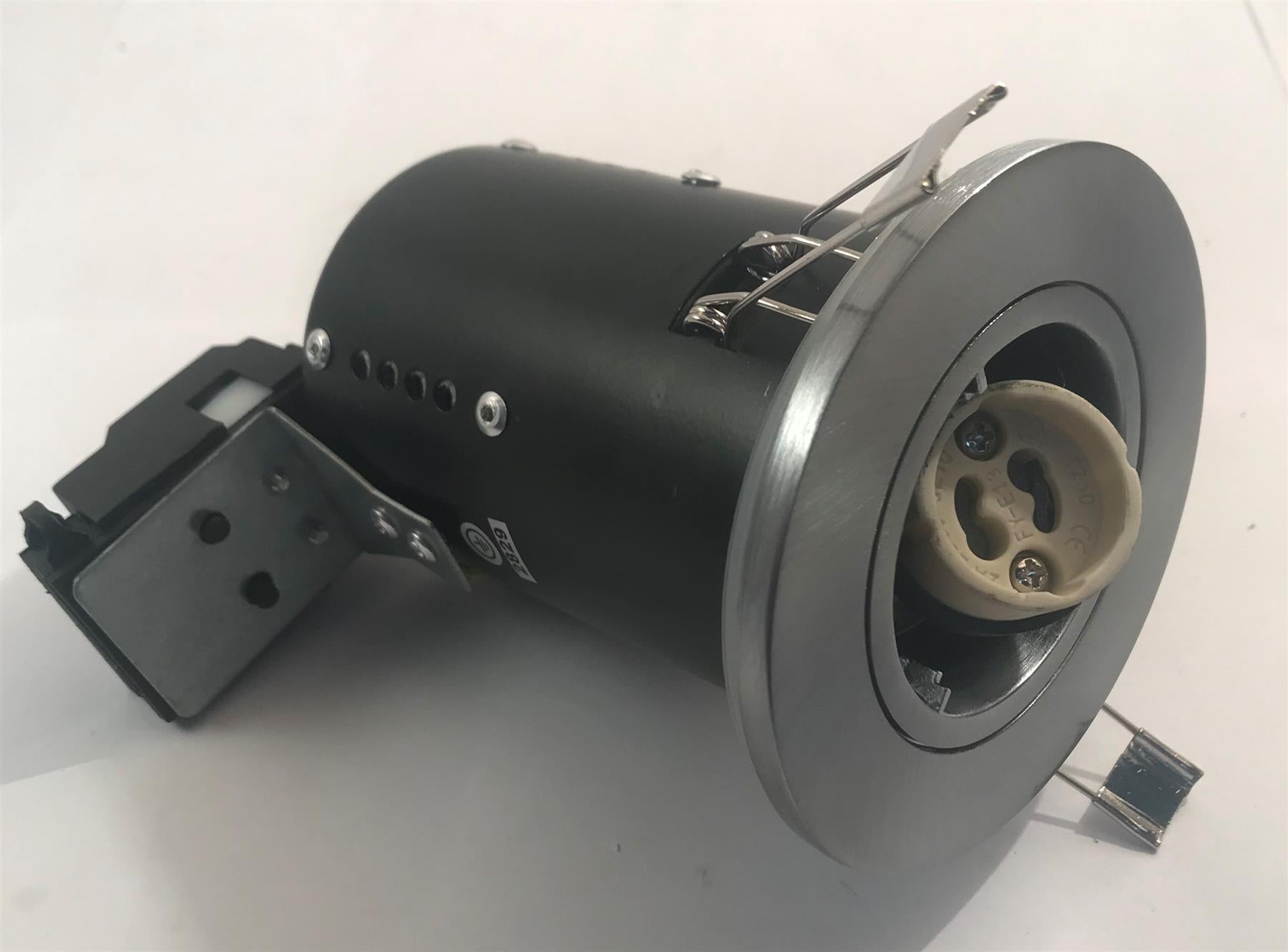 Fire Rated GU10 Ceiling Spot Light Satin Chrome (Without Bulb)