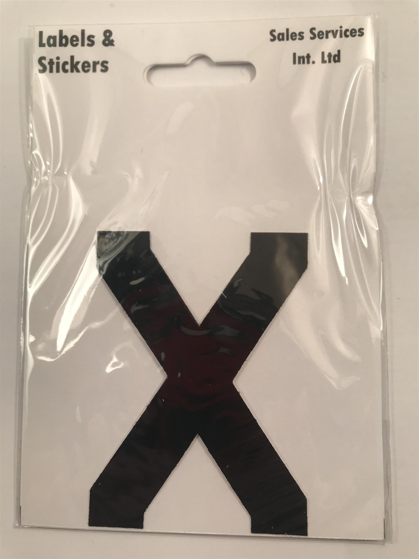 Black Letter X Self Adhesive Waterproof Sticker 8 x 6cm