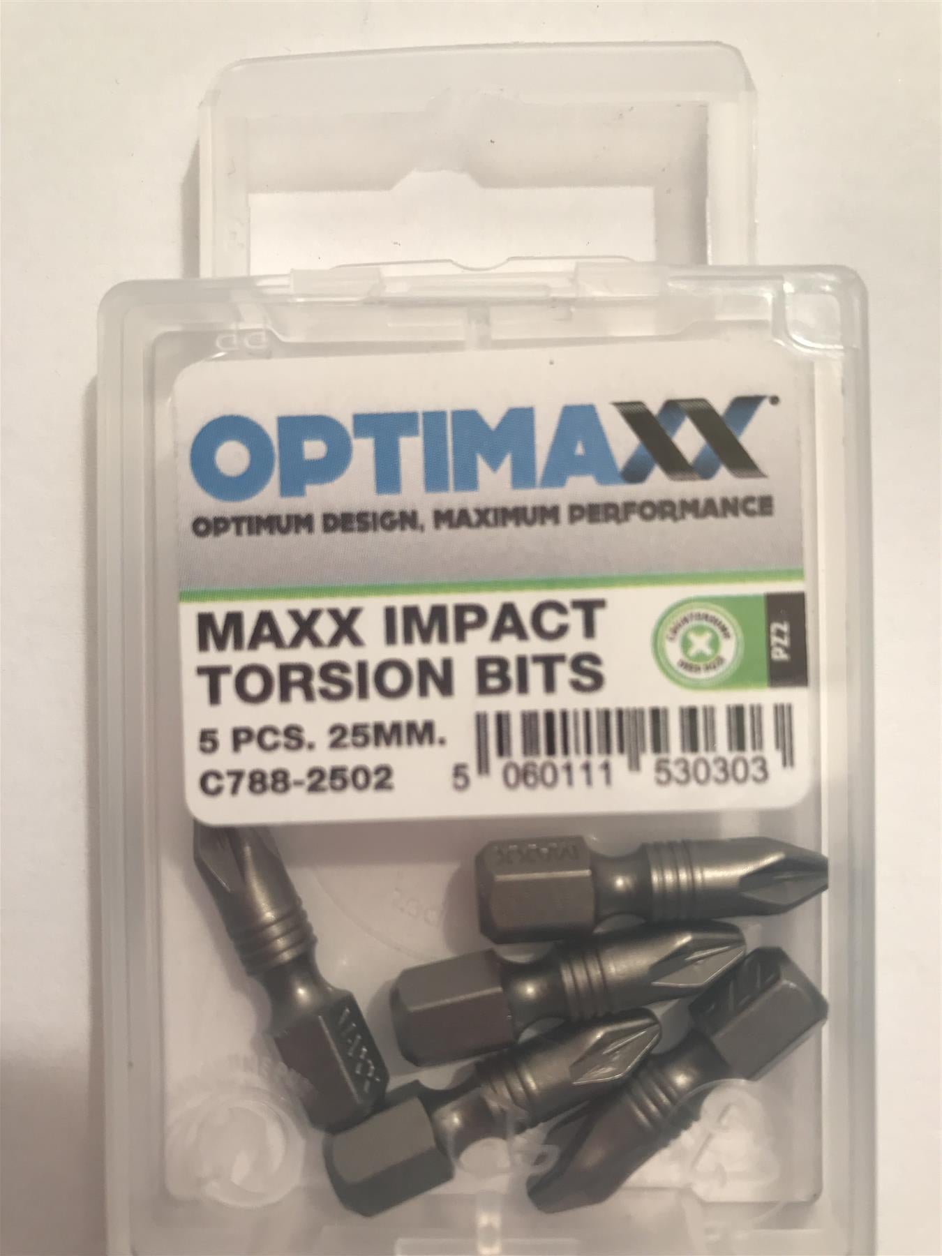 Optimaxx Impact Torsion Bits PZ2 25mm 5pc C788-2502