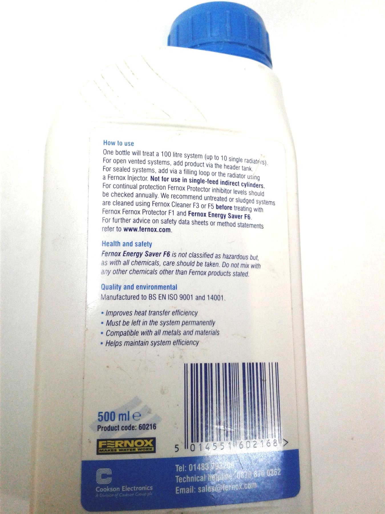 NEW FERNOX F6 ENERGY SAVER 500ml