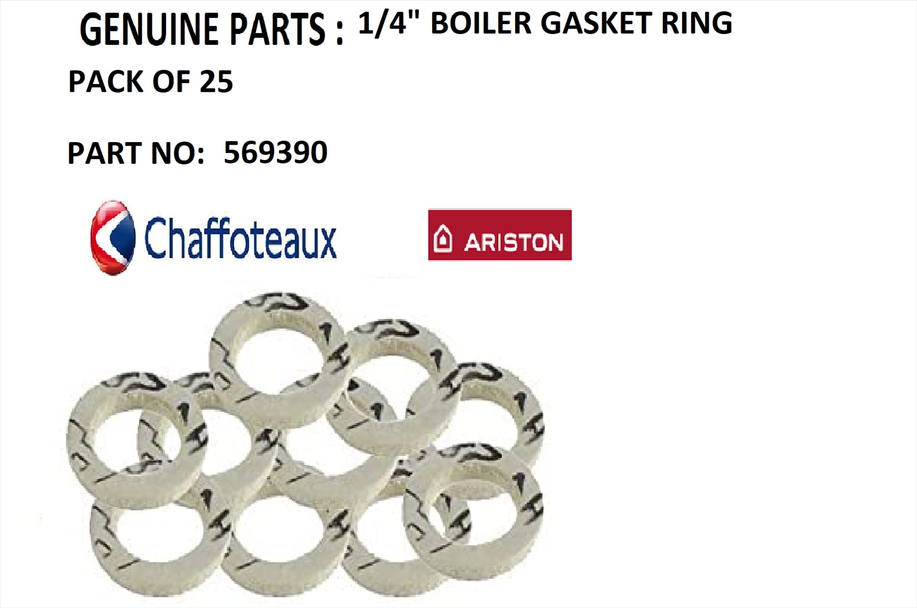 NEW ARISTON 1/4" WATER GAS BOILER GASKET WASHER 569390 GENUINE (25 PACK)