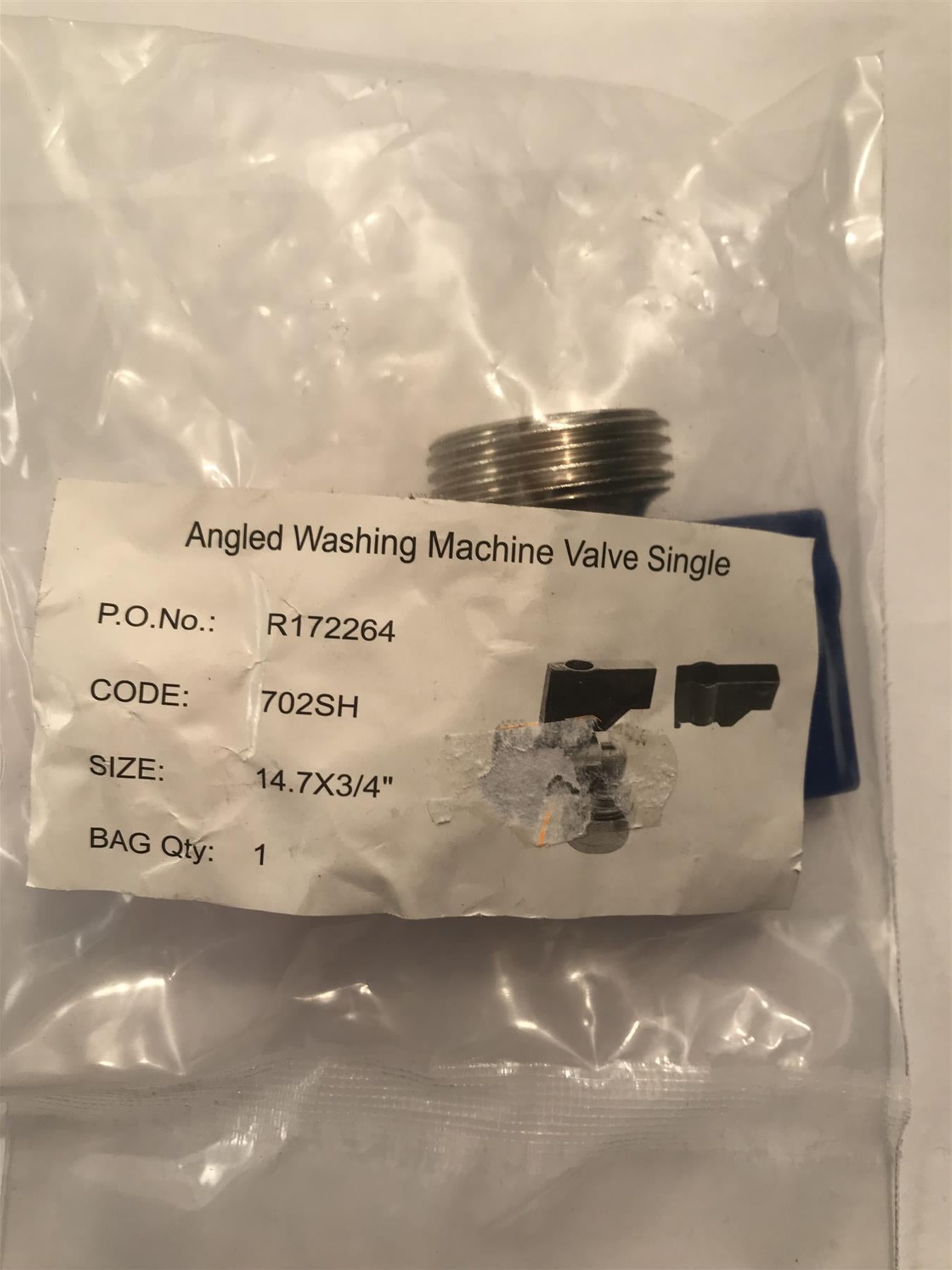 Washing Machine Hot & Cold Valve/Tap Angled 15mm x 3/4"