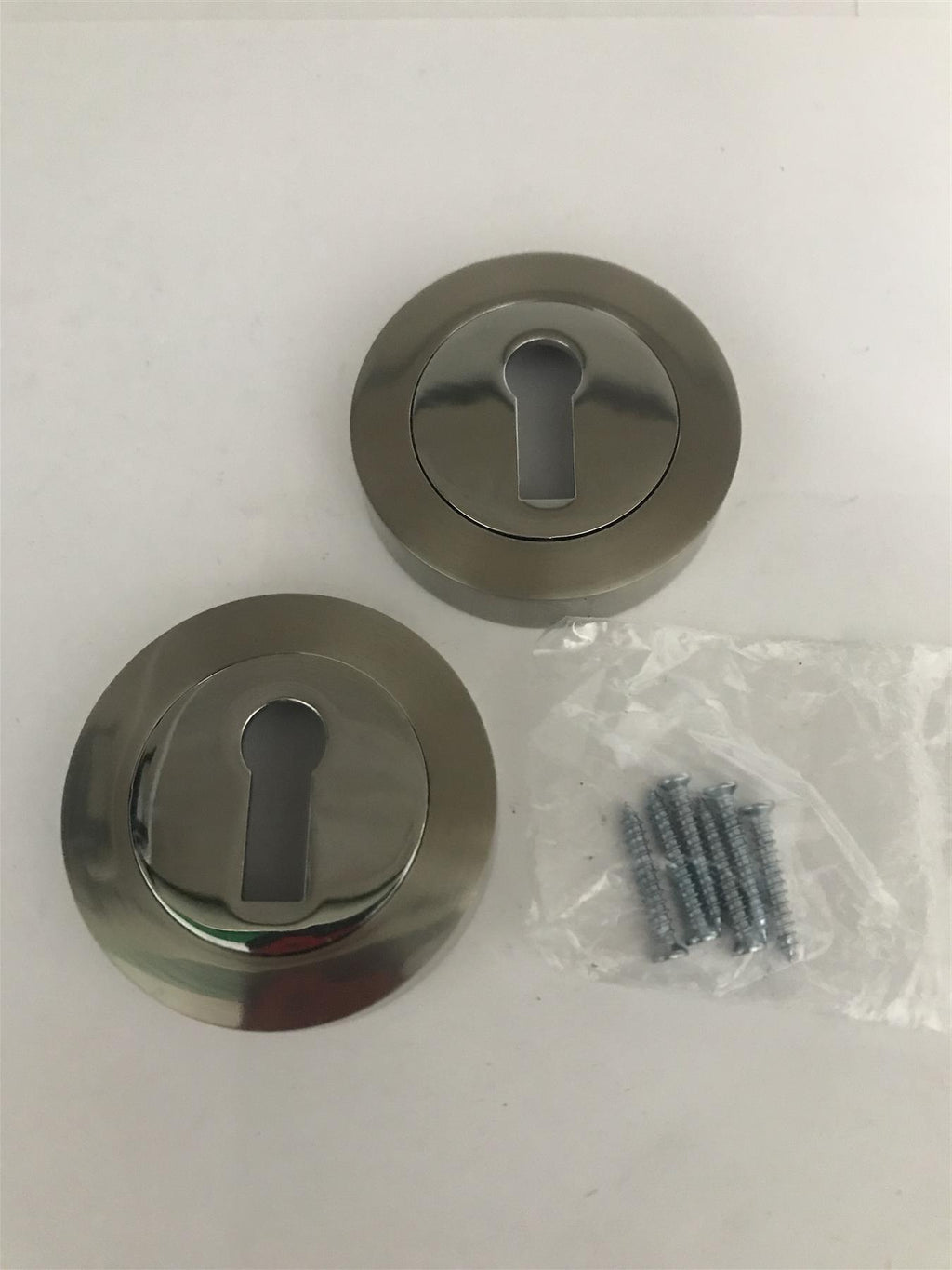 Keyhole Escutcheon Chrome Polished/Satin Nickel  IH ESC.STD.CP/SN 2 Pack