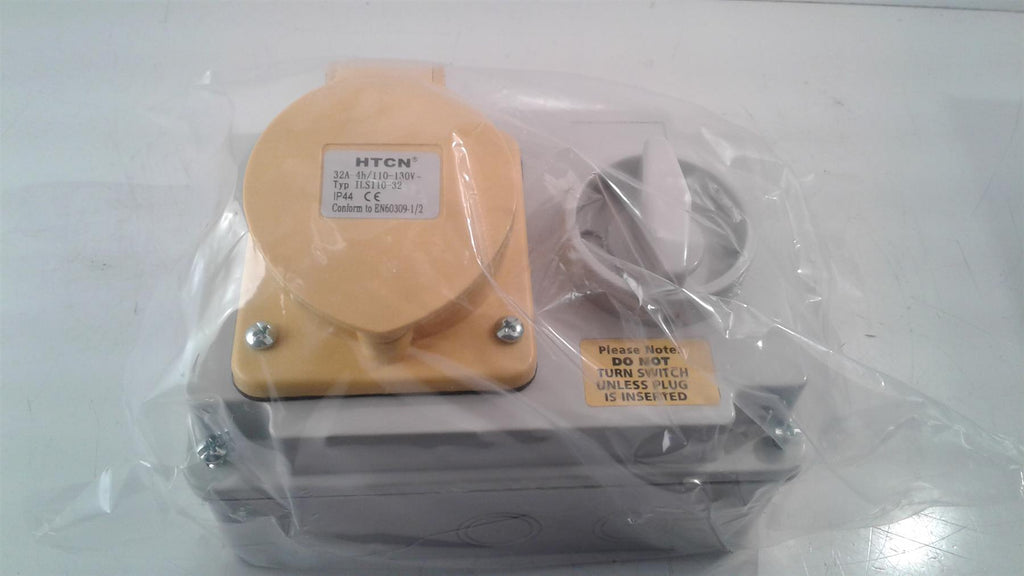 32 Amp 3 Pin Interlock Socket Switch 110-130V Waterproof IP44