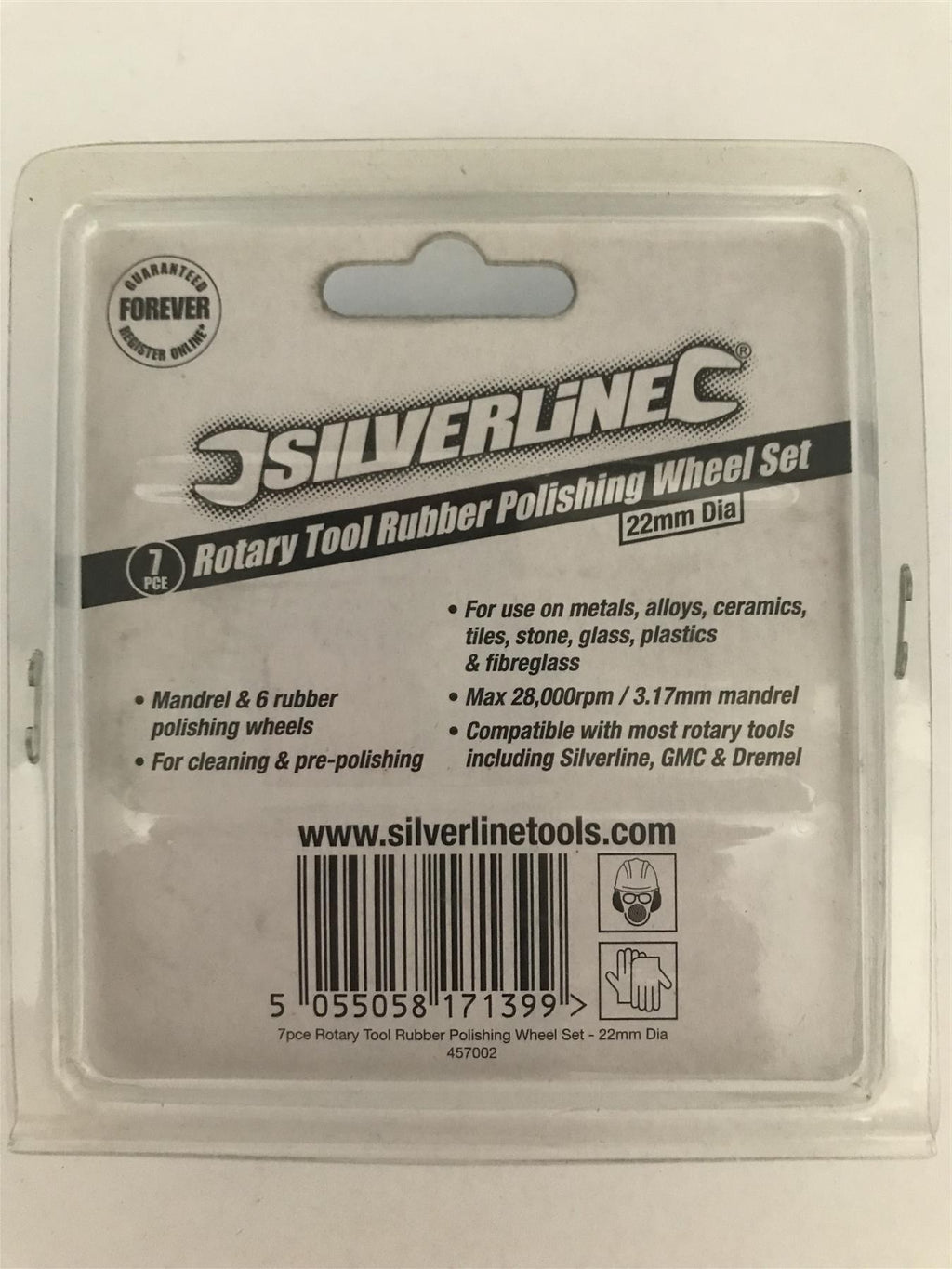 Silverline 7pc Rotary Tool Rubber Polishing Wheel Set 22mm Dia  457002