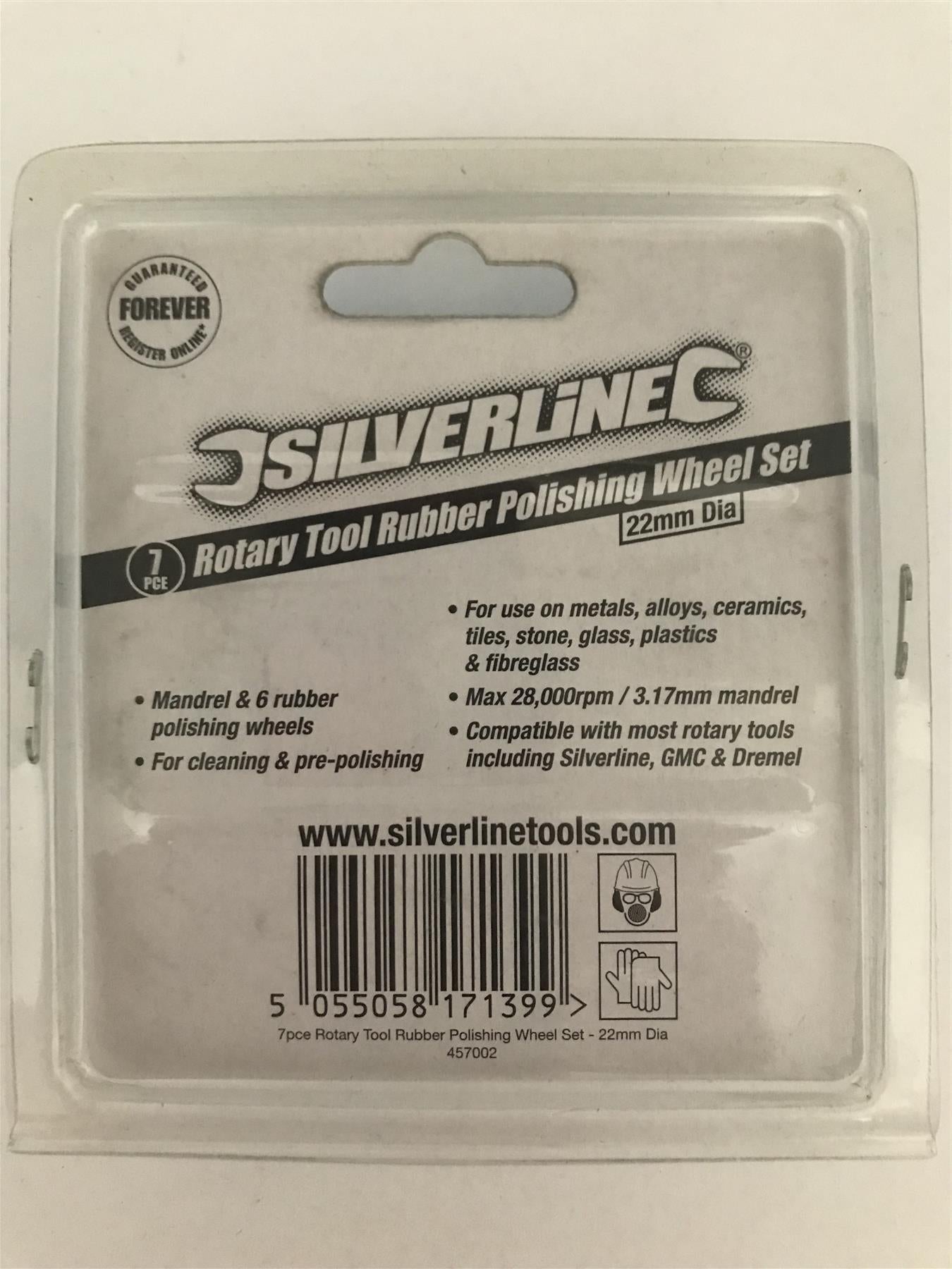 Silverline 7pc Rotary Tool Rubber Polishing Wheel Set 22mm Dia  457002