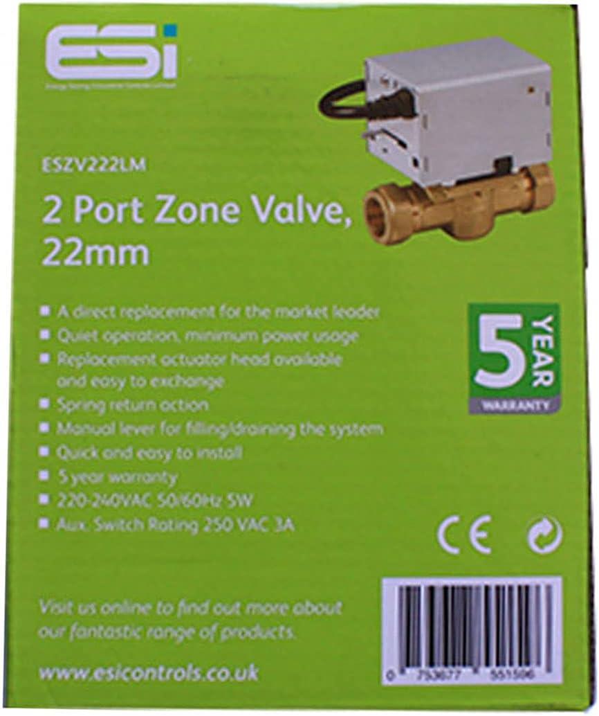 ESI Controls 2 port Zone Valve 22mm ESZV222LM