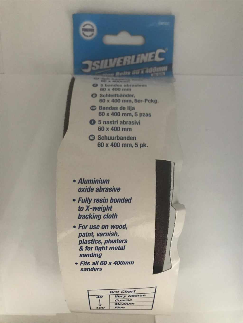 Silverline Sanding Belt 60 x 400mm 40 grit 5 PK  632960