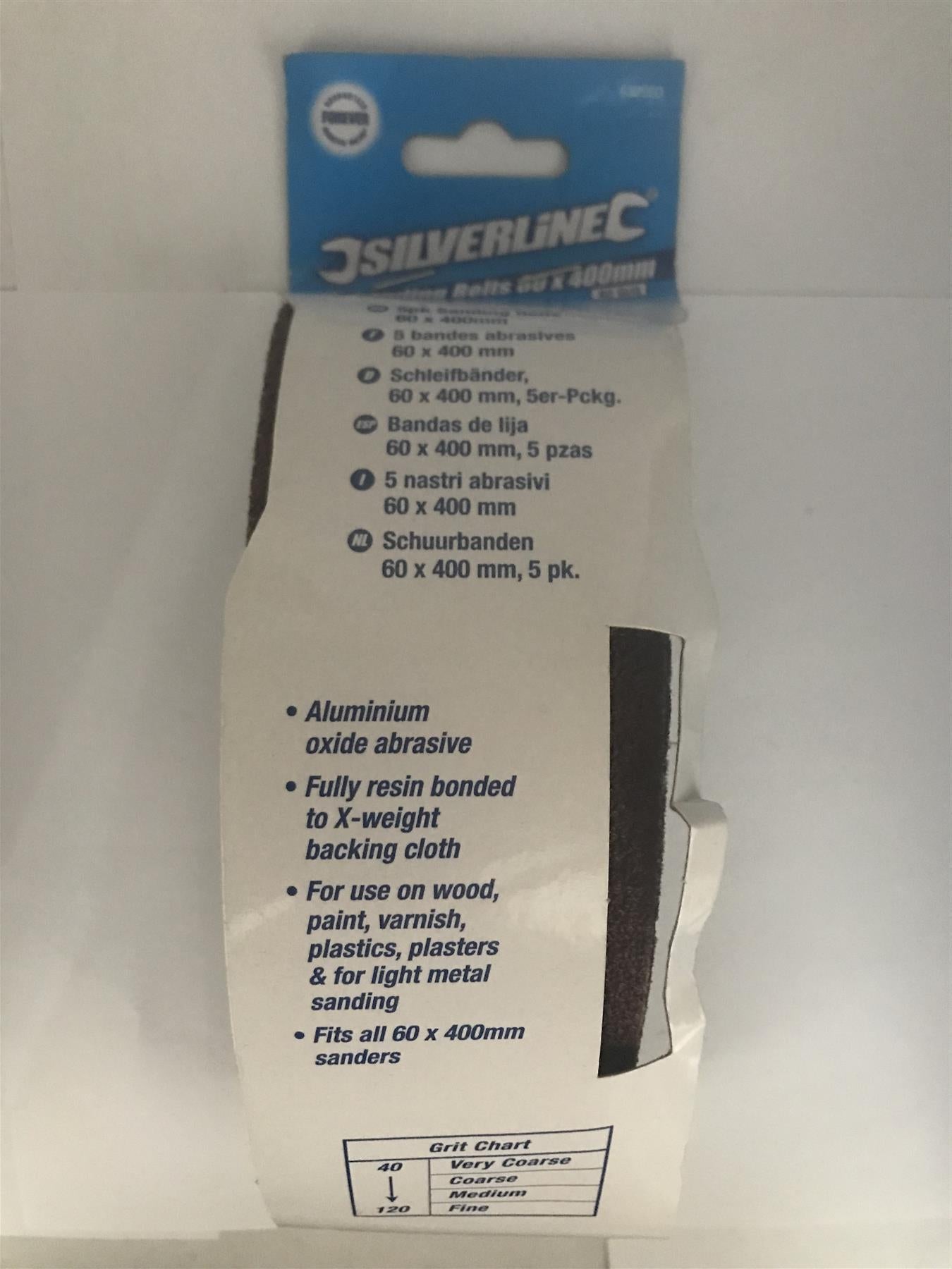 Silverline Sanding Belt 60 x 400mm 40 grit 5 PK  632960