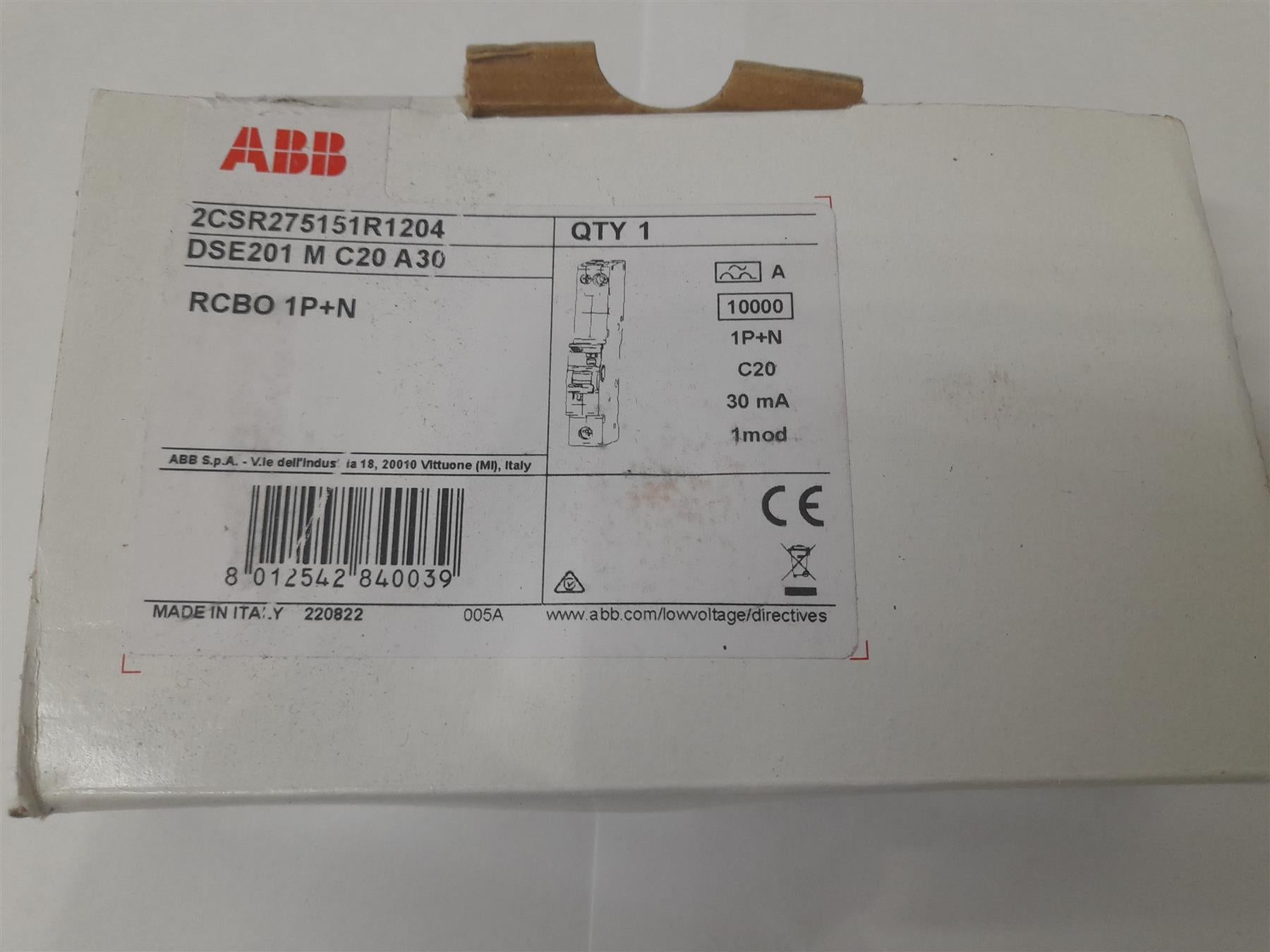 ABB 2CSR275151R1204 - DSE201 M C20 A30 CIRCUIT BREAKER