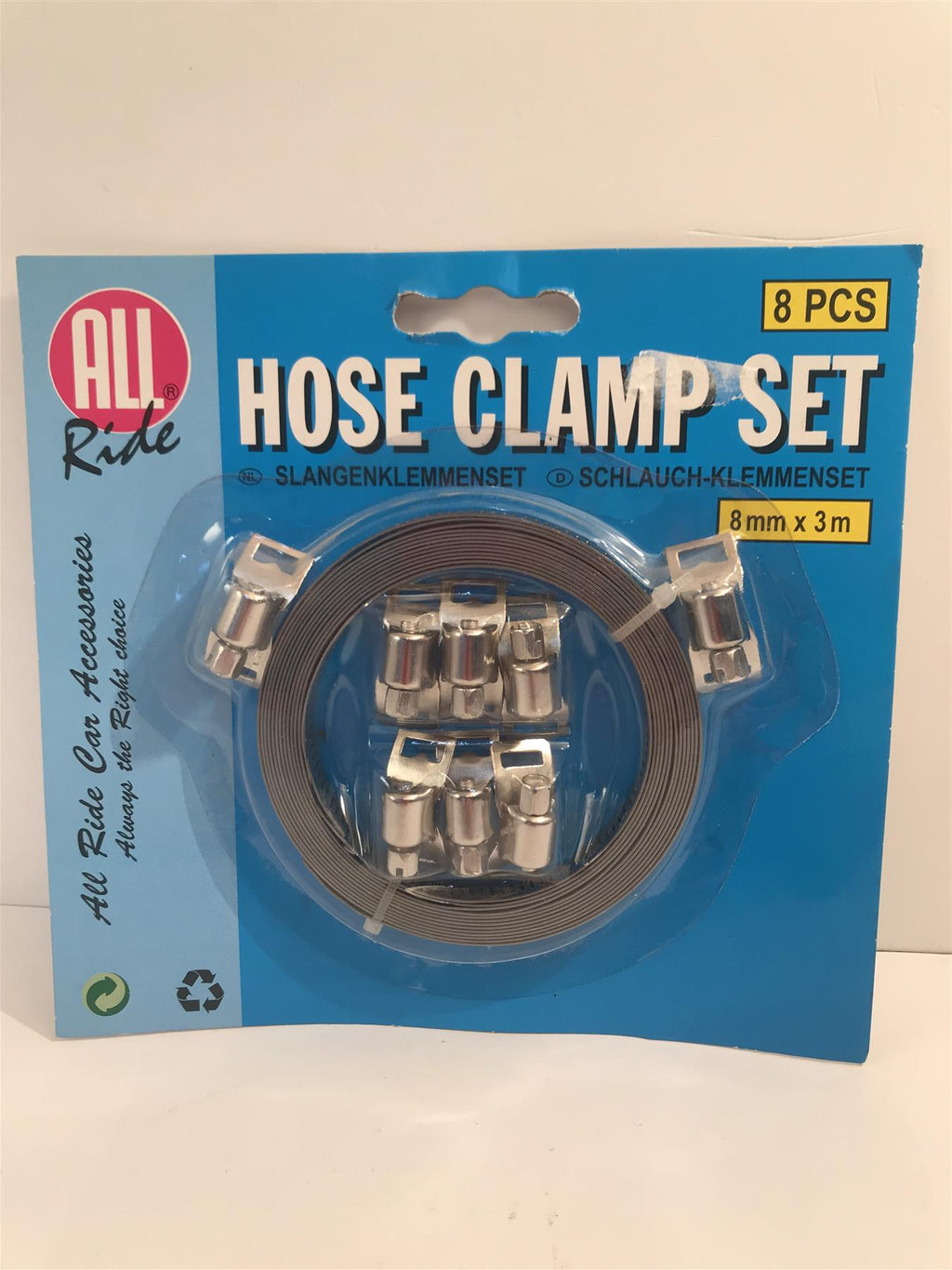 All Ride 8pc Hose Clamp Set 8mm x 3m