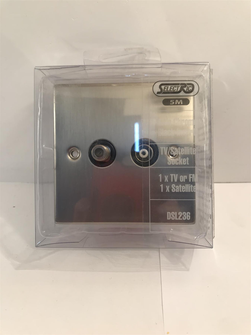 Selectric 5M Satin Chrome Black Insert TV/Satellite Socket  DSL236