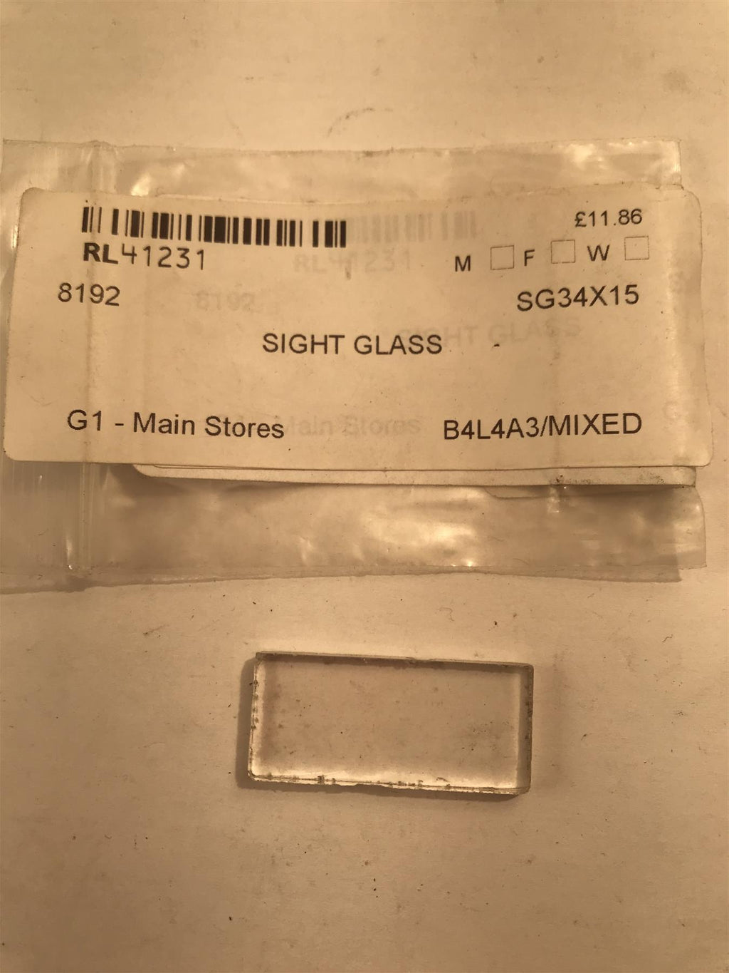 Sight Glass 35 x 15mm  SG34X15