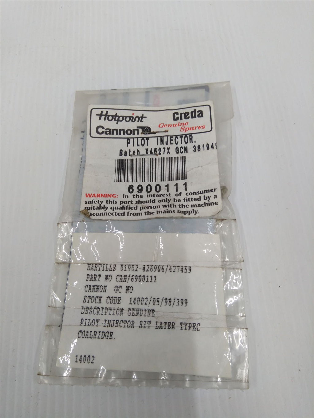 NEW CANNON COOKER Pilot Injector 6900111 COALRIDGE MANOR C00244385
