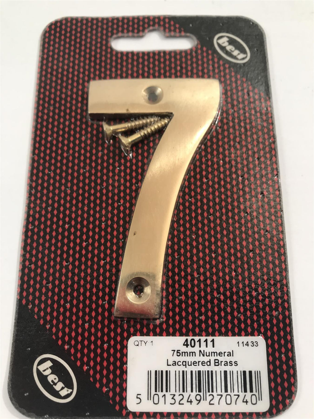 Best 75mm 3" Lacquered Brass No.7  with screws  -   40111